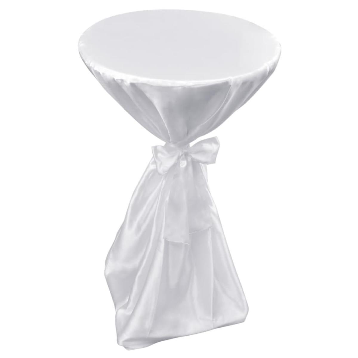 2 manteles blancos de 80 cm con lazo