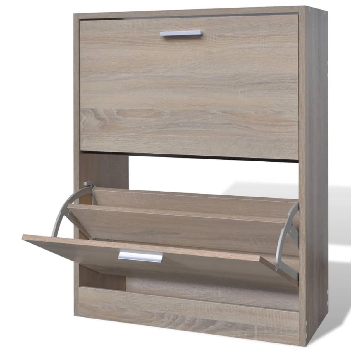 Mueble zapatero color roble con 2 compartimentos