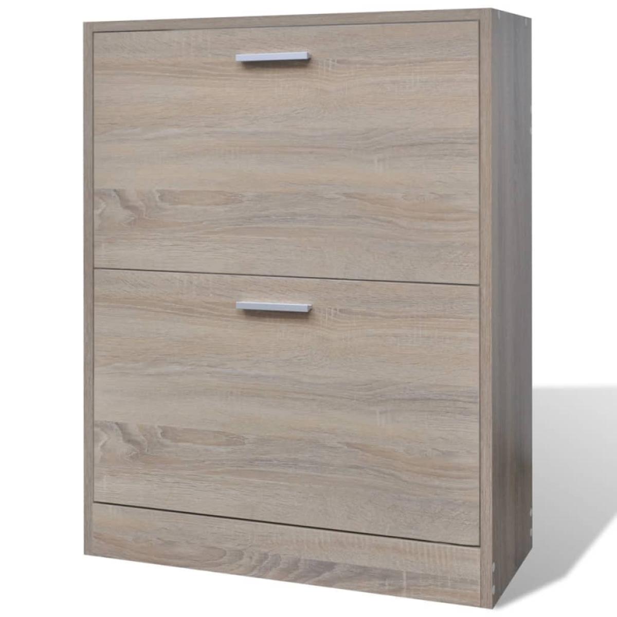 Mueble zapatero color roble con 2 compartimentos