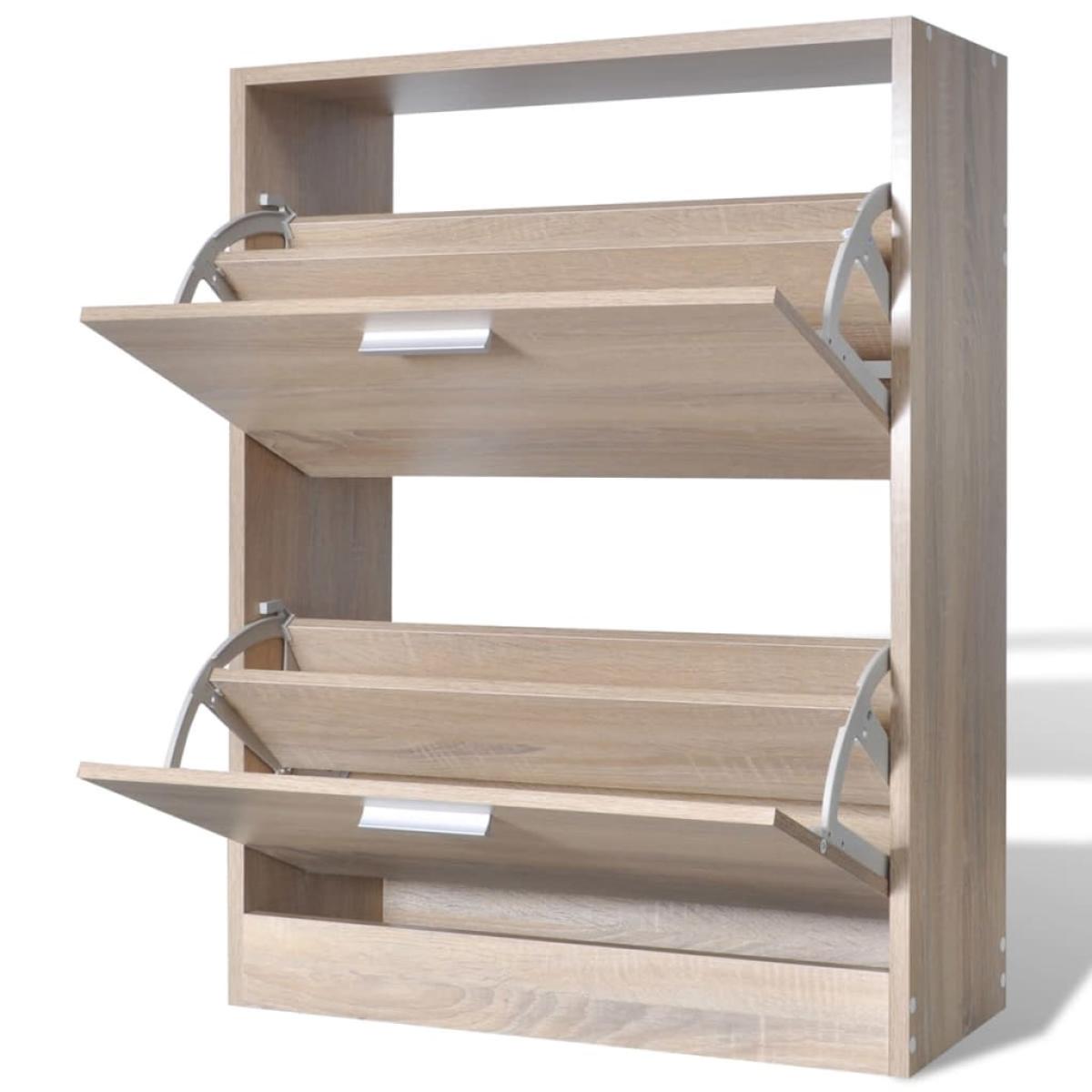 Mueble zapatero color roble con 2 compartimentos