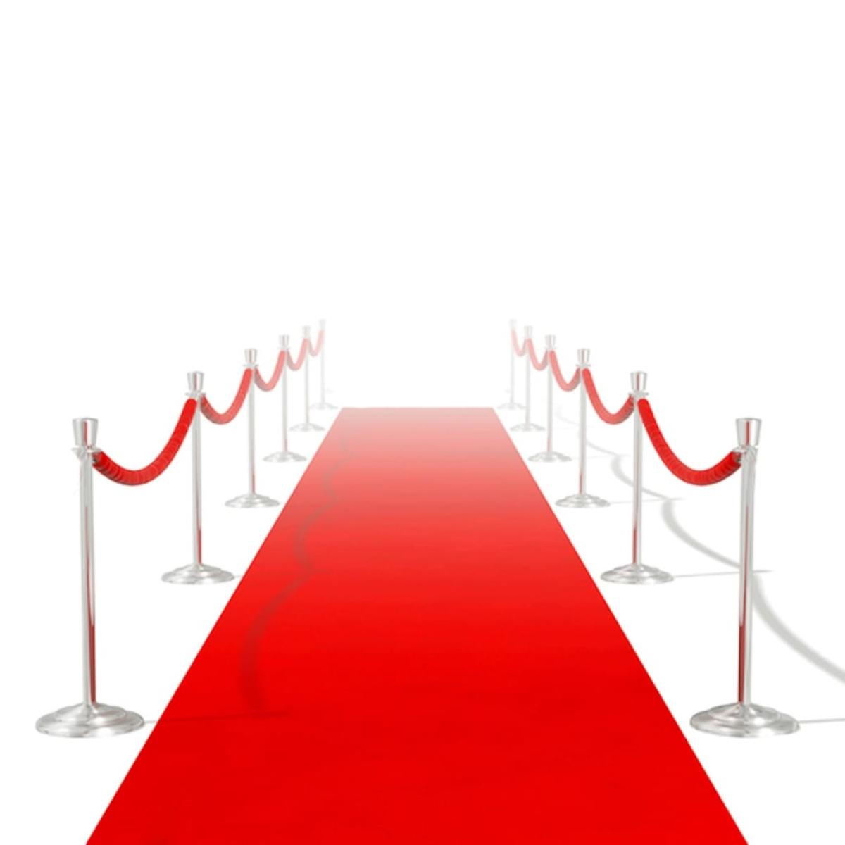 Alfombra de pasillo roja 1 x 20 m muy densa 400 g -m²