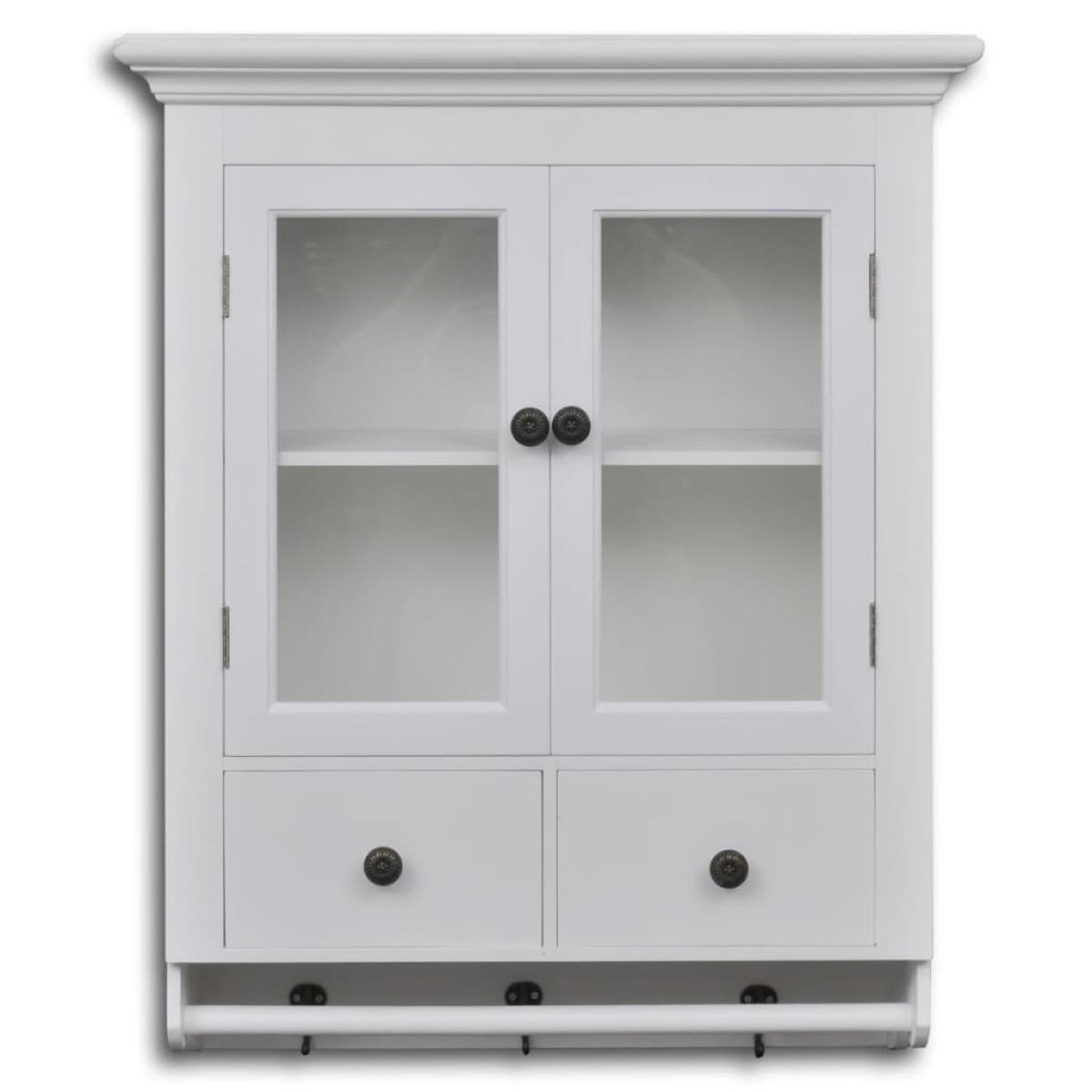 vidaxl Armario de cocina de pared de madera y puerta de vidrio blanco 