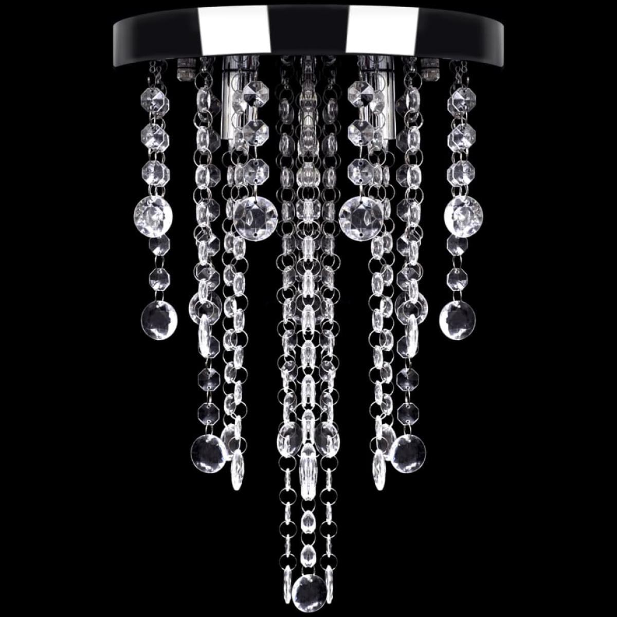 Lámpara blanca colgante de metal con adornos de cristal