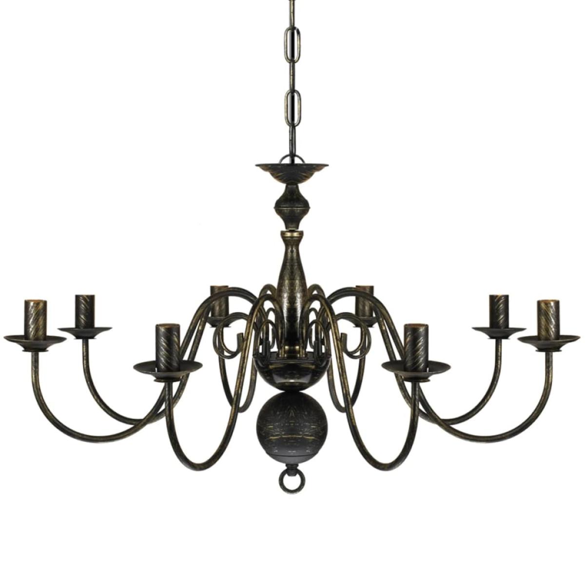 Lámpara de araña antique metal negro 8 bombillas E14