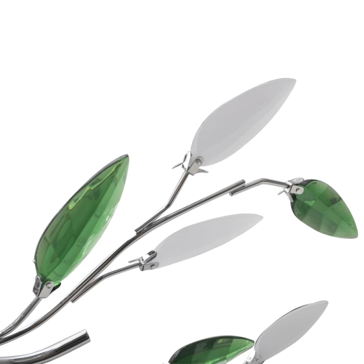 Lámpara de techo cristal forma de hoja 5 E14 verde y blanca