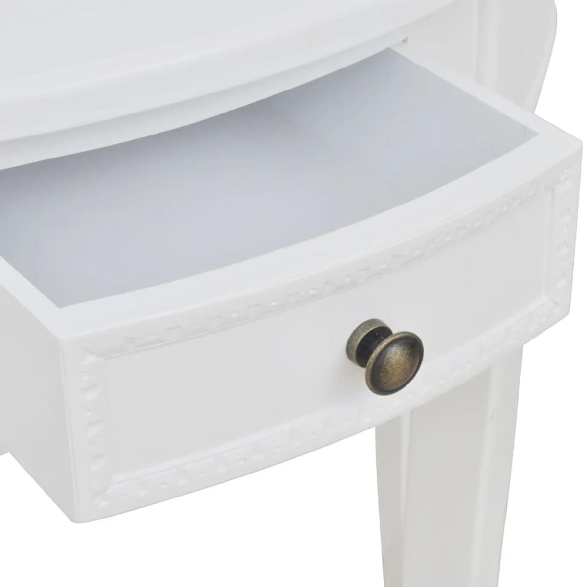 Mesa consola semicircular con cajón blanca