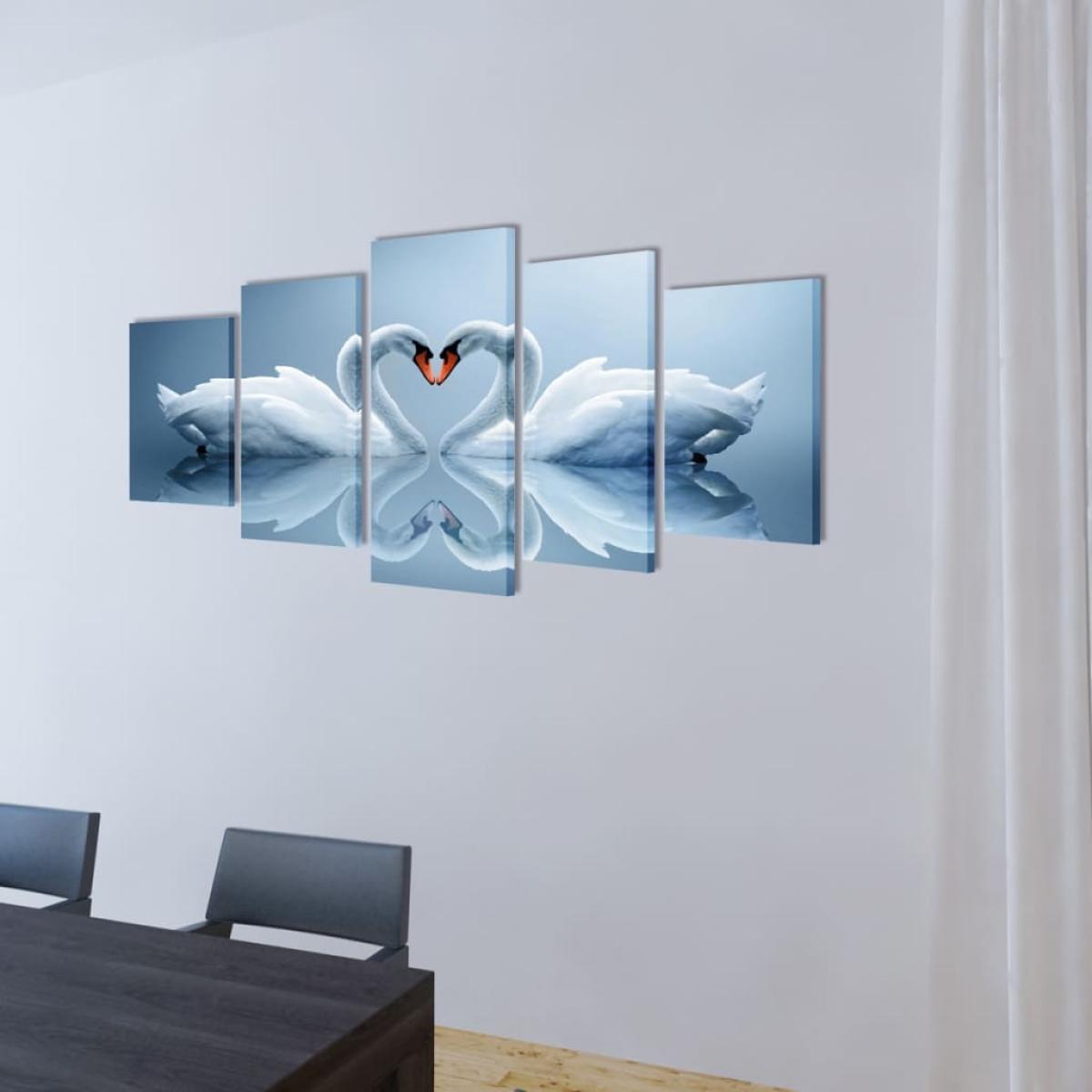 Set decorativo de lienzos para la pared modelo cisnes, 200 x 100 cm