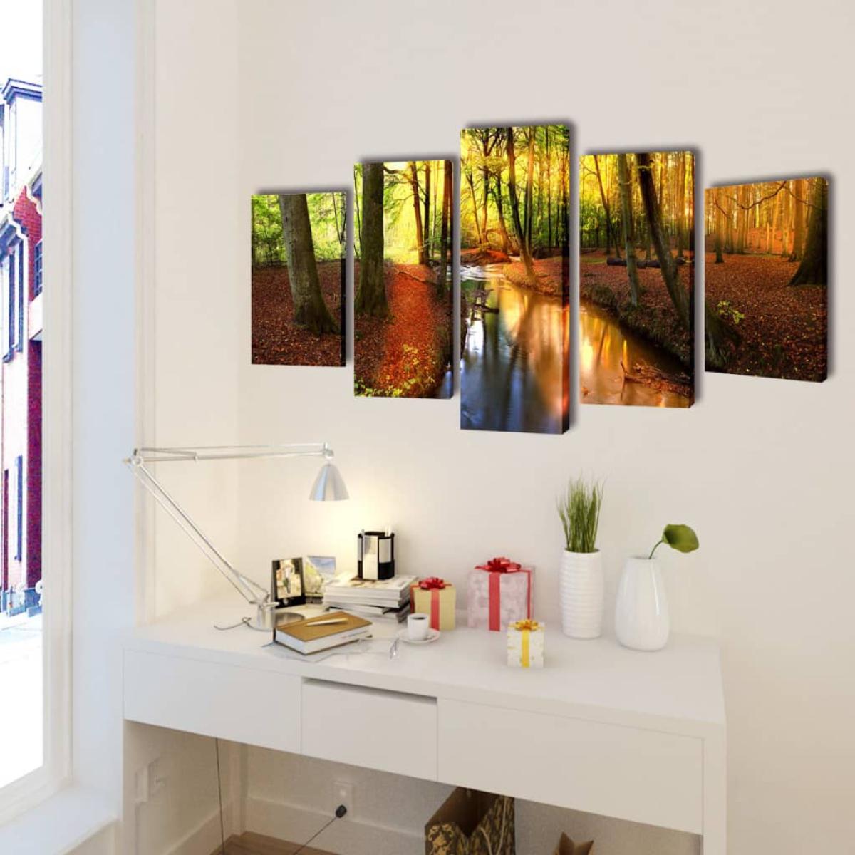 Set decorativo de lienzos para la pared modelo bosque, 200 x 100 cm