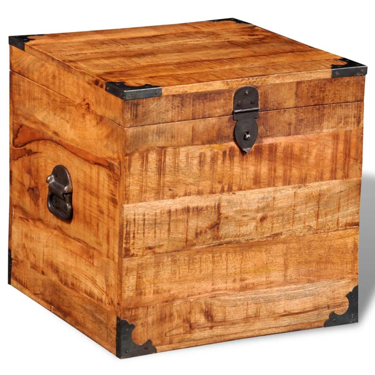 Baúl de almacenamiento cúbico de madera de mango rugosa