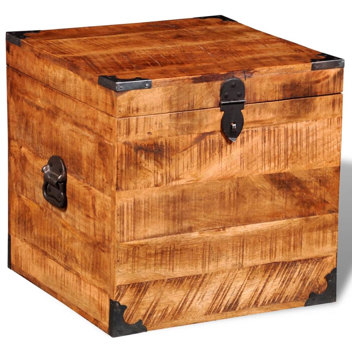 Baúl de almacenamiento cúbico de madera de mango rugosa