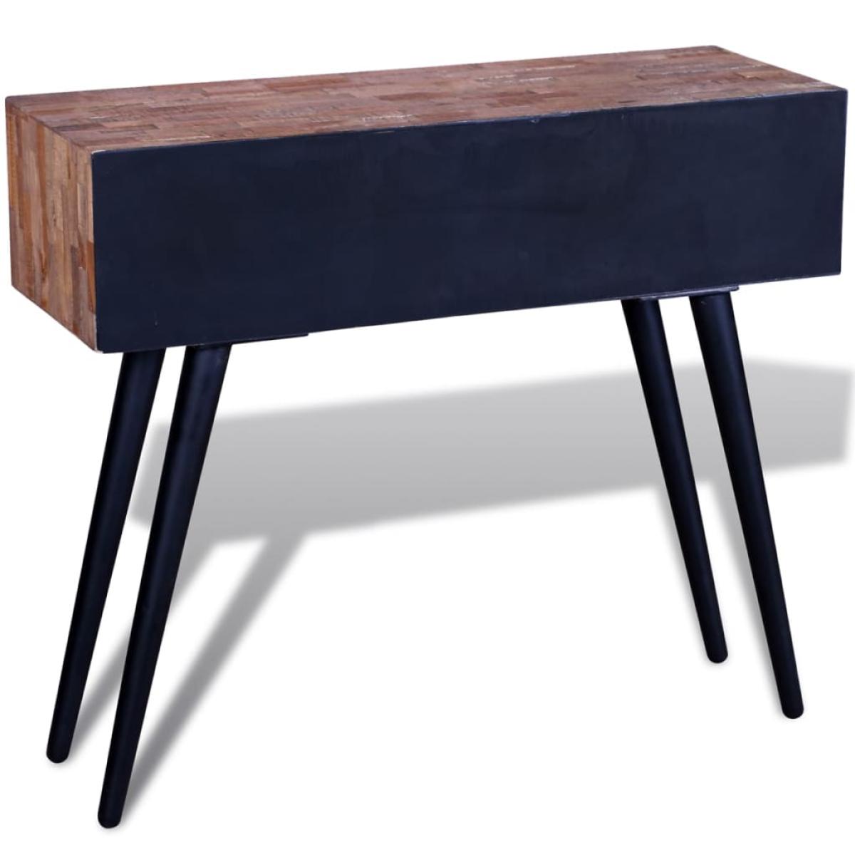 Mesa consola con 3 cajones de madera de teca reciclada 
