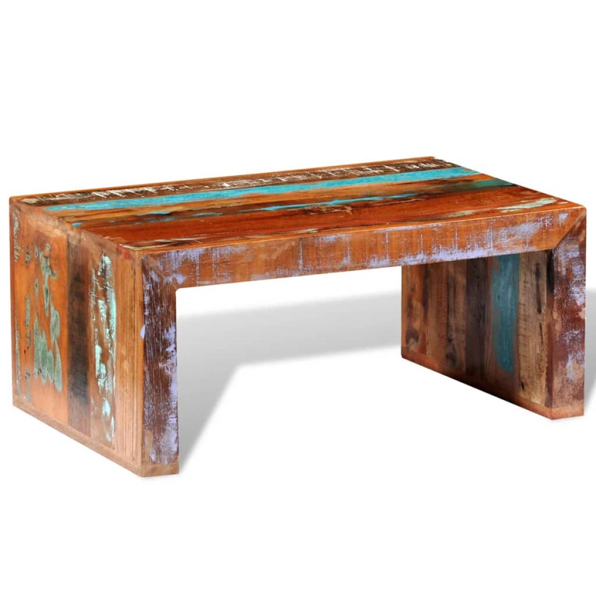 Mesa de centro rectangular de madera reciclada 