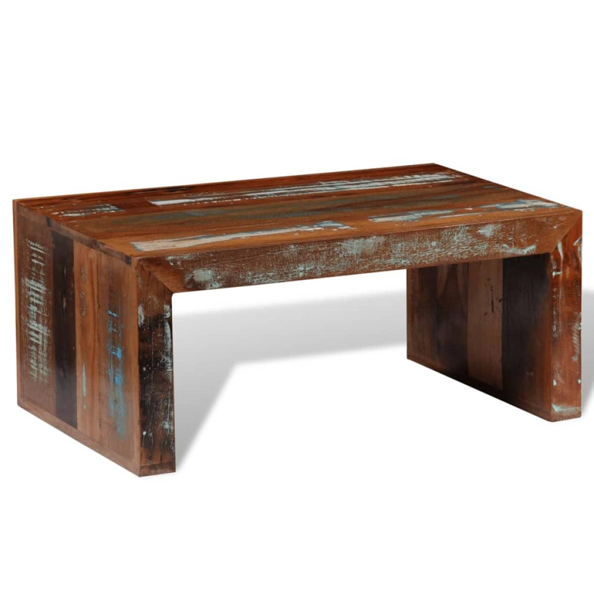 Mesa de centro rectangular de madera reciclada 