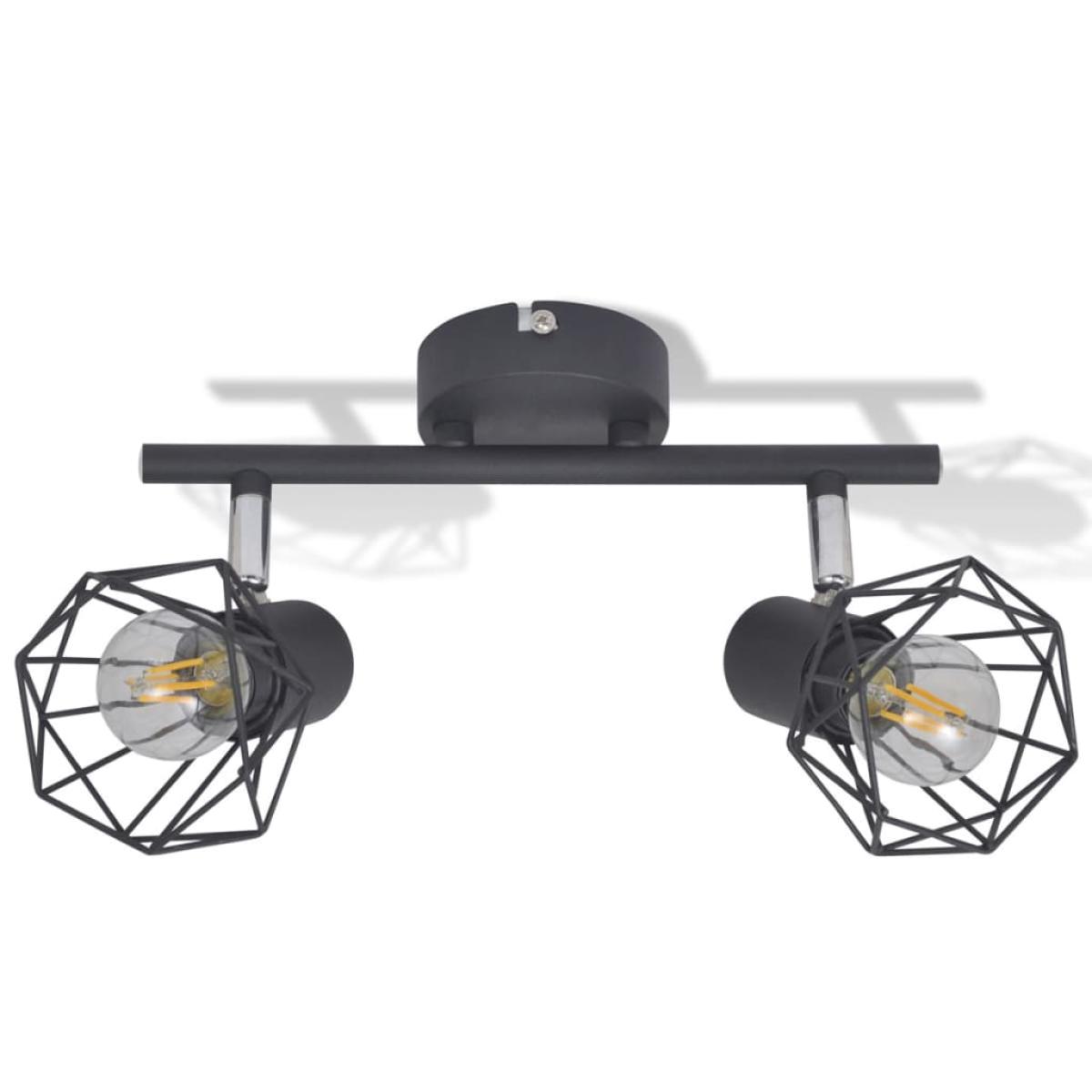 Lámpara LED de techo, estilo industrial, dos focos negro