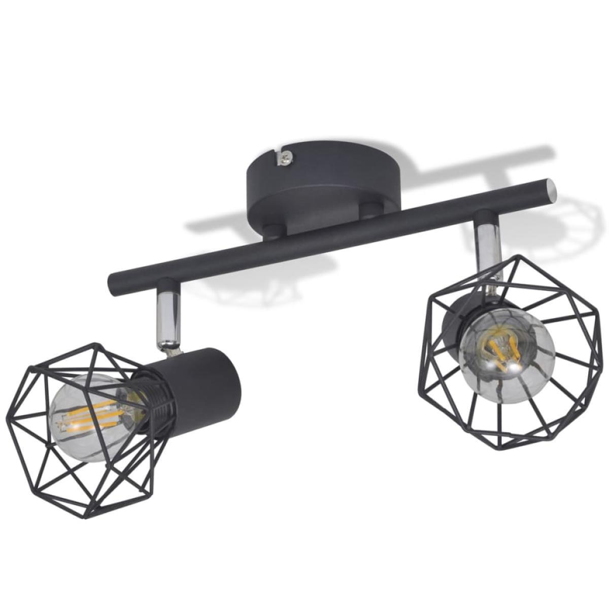 Lámpara LED de techo, estilo industrial, dos focos negro