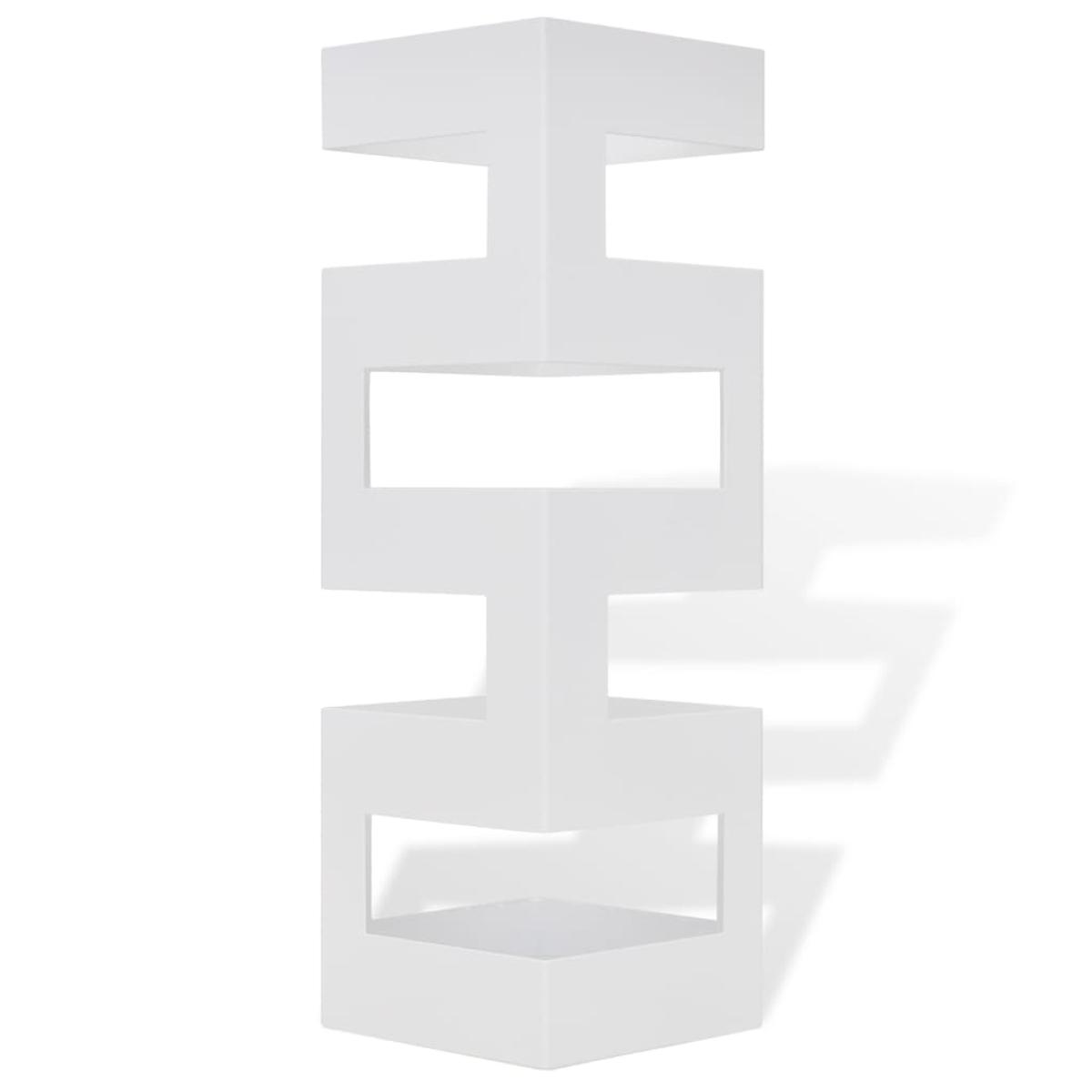 Paragüero cuadrado soporte de bastones acero blanco 48,5 cm