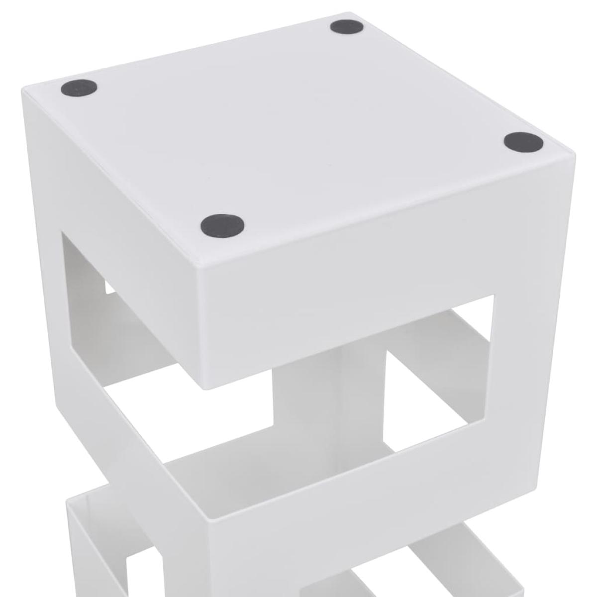 Paragüero cuadrado soporte de bastones acero blanco 48,5 cm