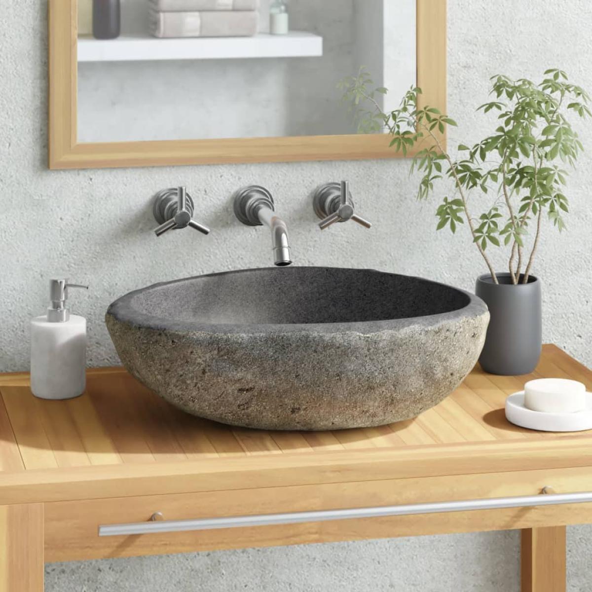 Lavabo de piedra de río ovalada 29-38 cm