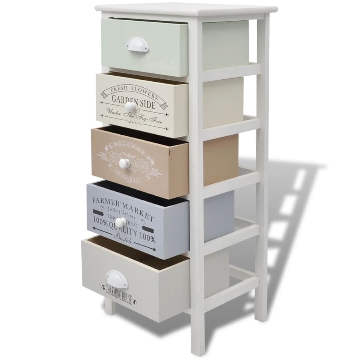 Mueble de almacenaje estilo francés 5 cajones de madera 