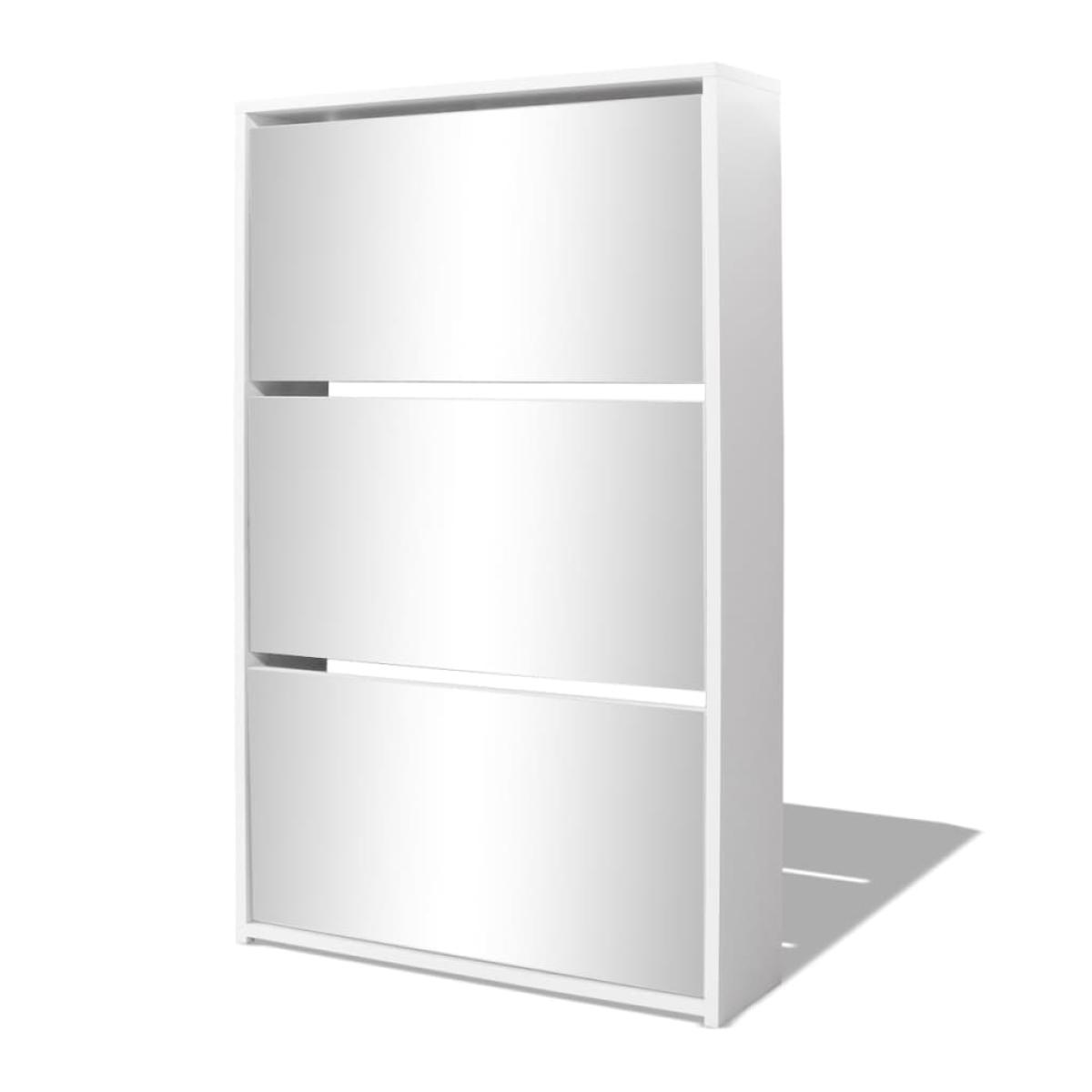 Mueble zapatero blanco 3 compartimentos con espejo 63x17x102,5 cm