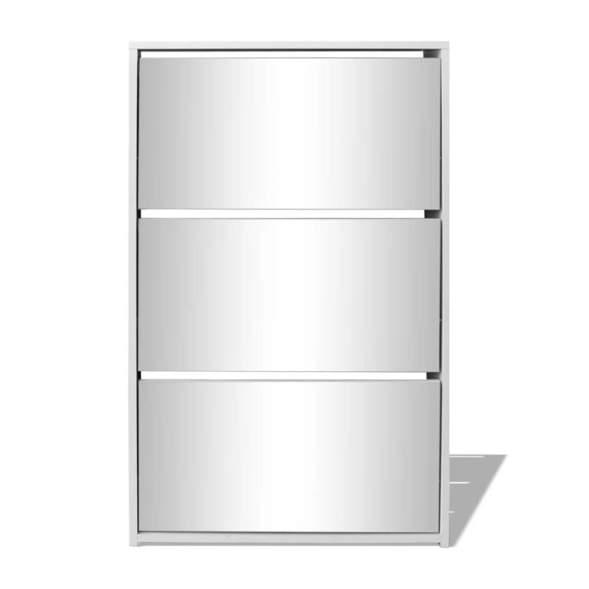Mueble zapatero blanco 3 compartimentos con espejo 63x17x102,5 cm