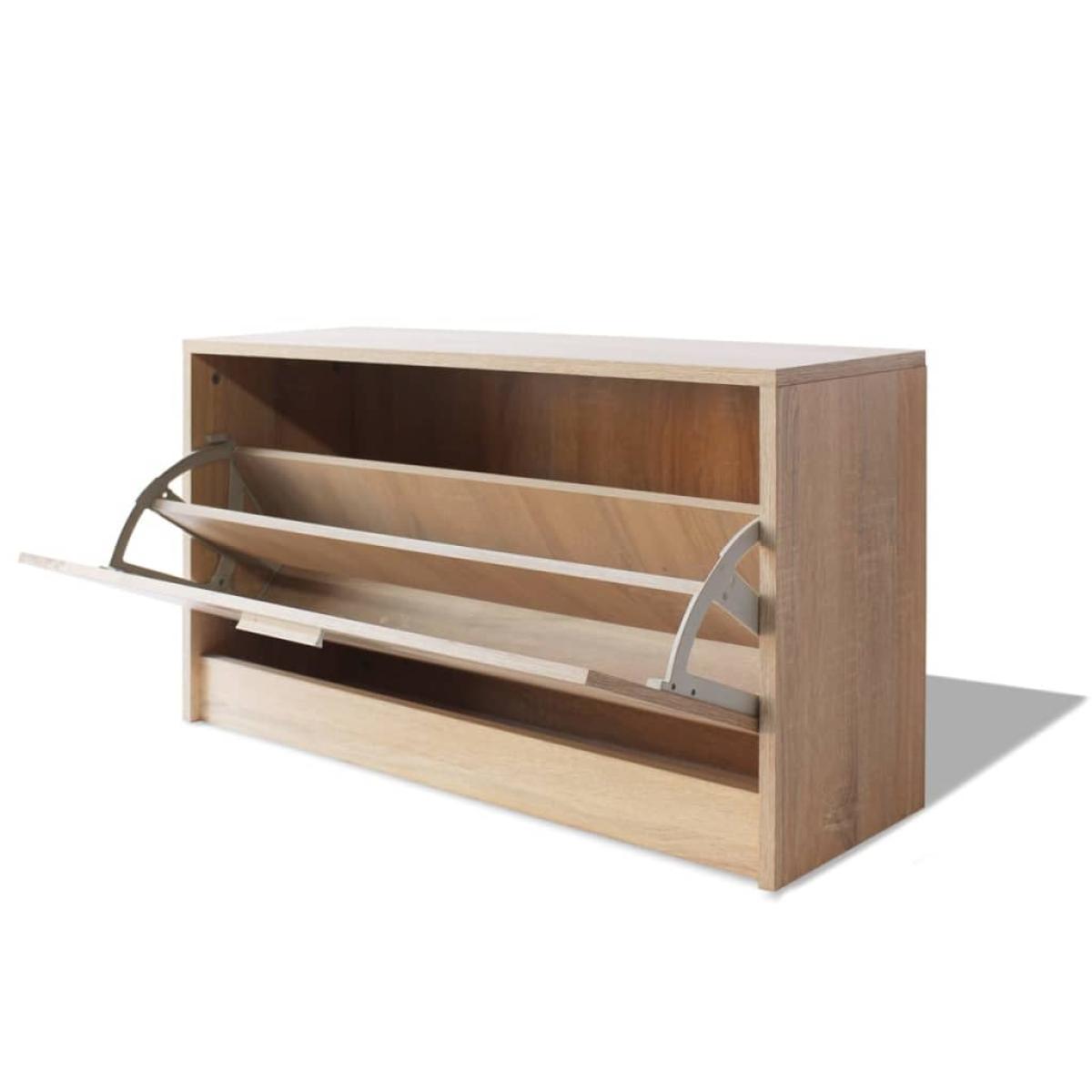 Banco zapatero de color roble 80x24x45 cm