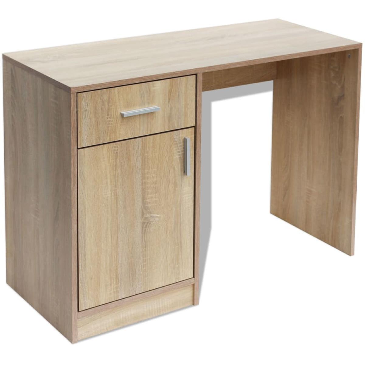 Escritorio con cajón y armario roble 100x40x73 cm