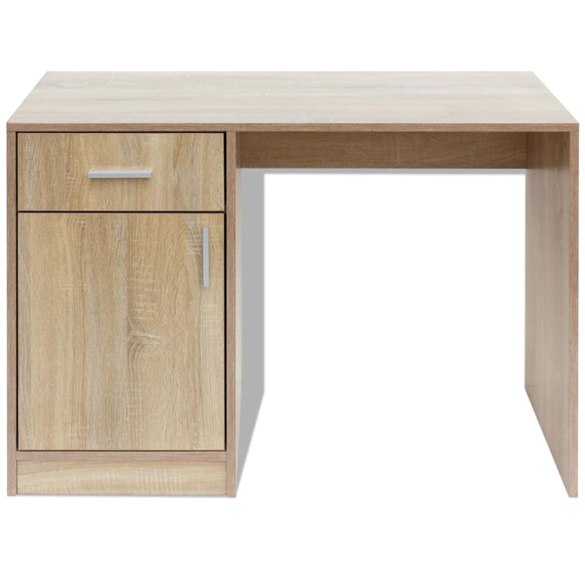Escritorio con cajón y armario roble 100x40x73 cm