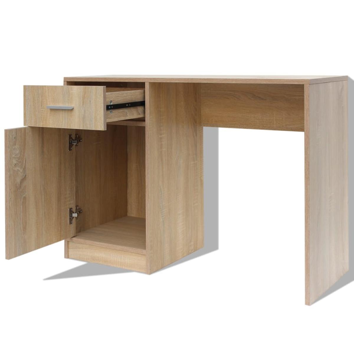 Escritorio con cajón y armario roble 100x40x73 cm