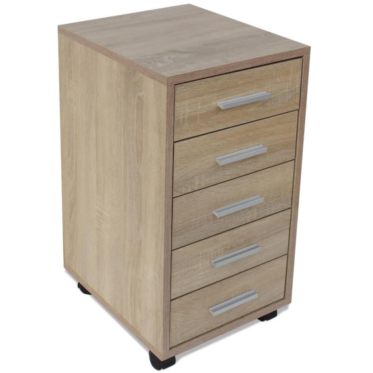 Cajonera de oficina con ruedas 5 cajones color roble