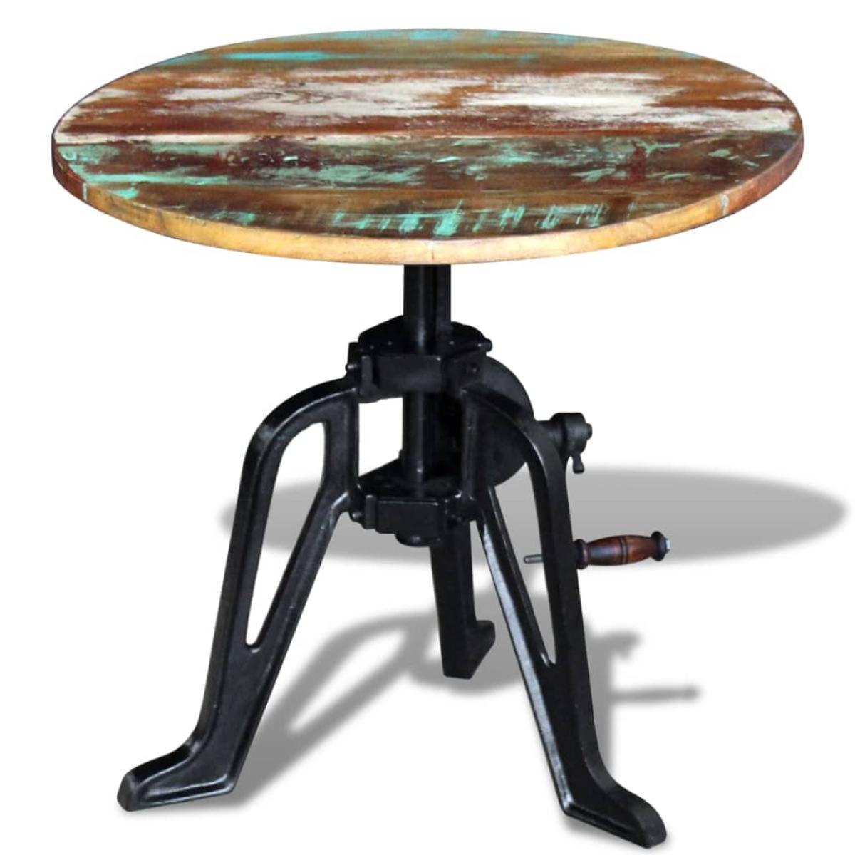 Mesita auxiliar madera reciclada y hierro fundido 60x(42-63) cm