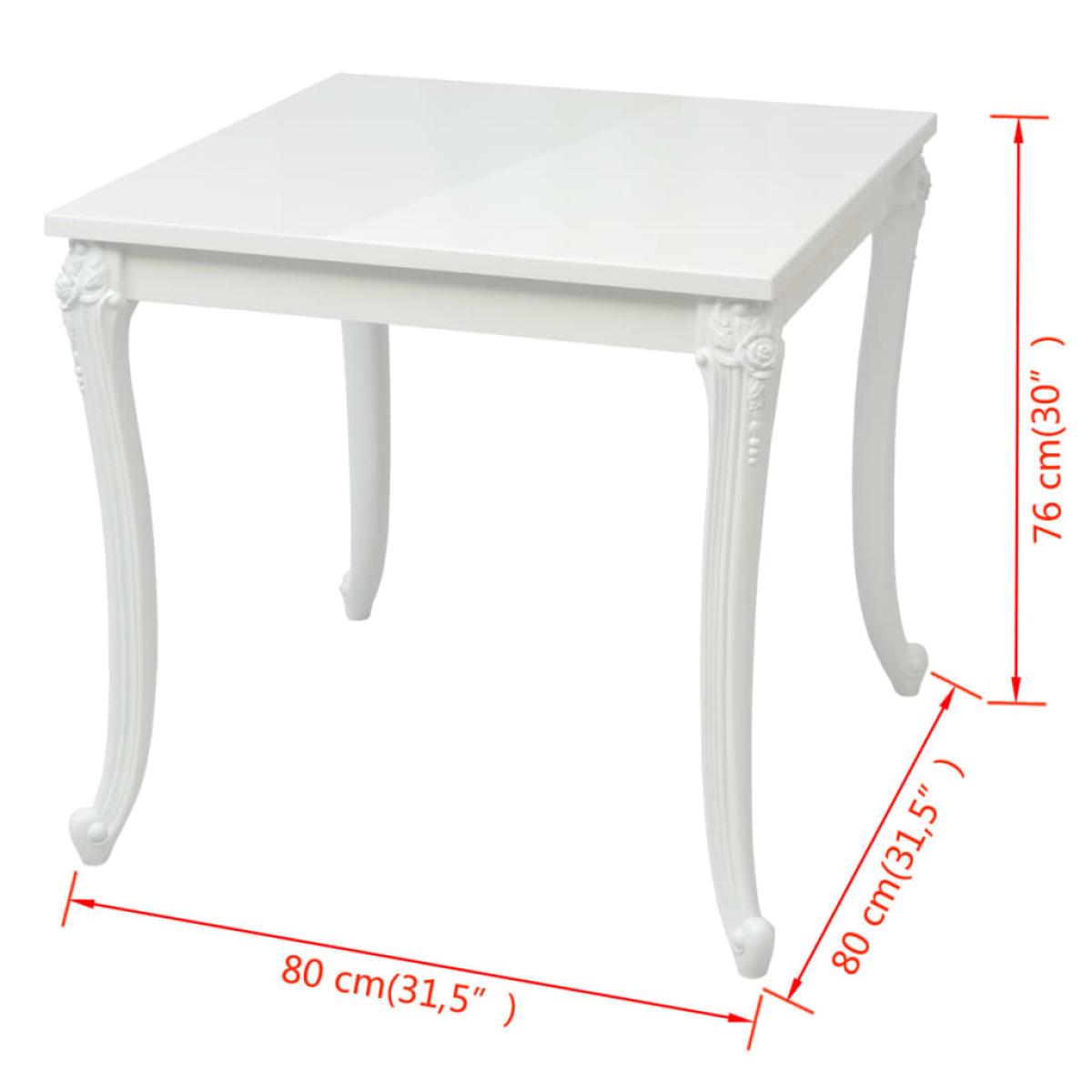 Mesa de comedor 80x80x76 cm blanco brillante