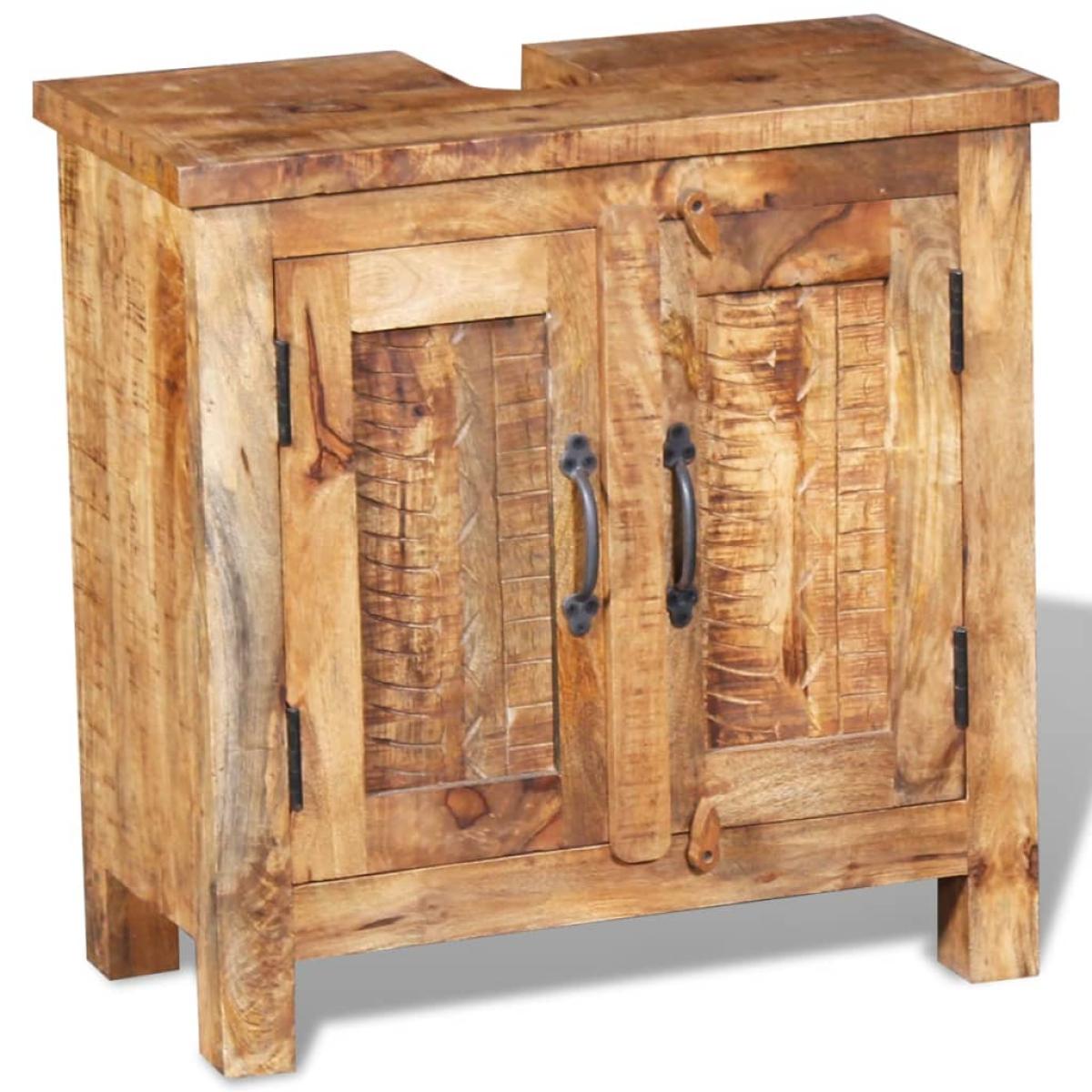 Mueble de lavabo con espejo madera de mango maciza