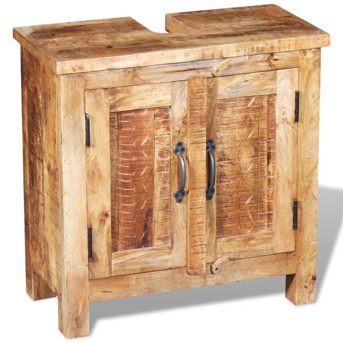 Mueble de lavabo con espejo madera de mango maciza