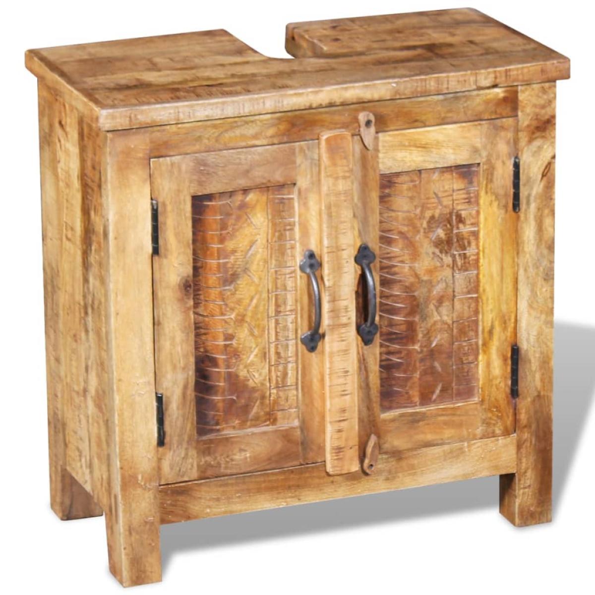 Mueble de lavabo con espejo madera de mango maciza