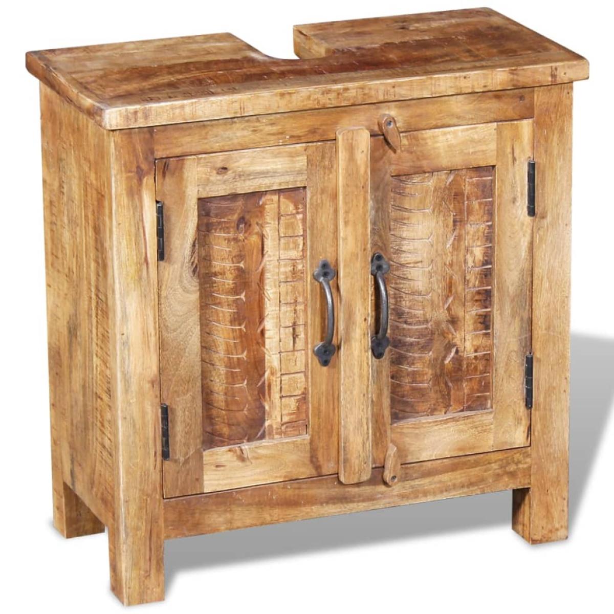 Mueble de lavabo con espejo madera de mango maciza