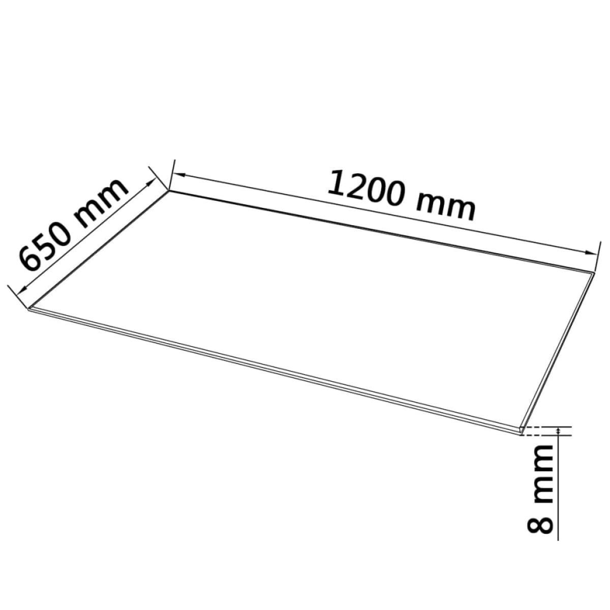 Tablero de mesa de cristal templado cuadrado 1200x650 mm