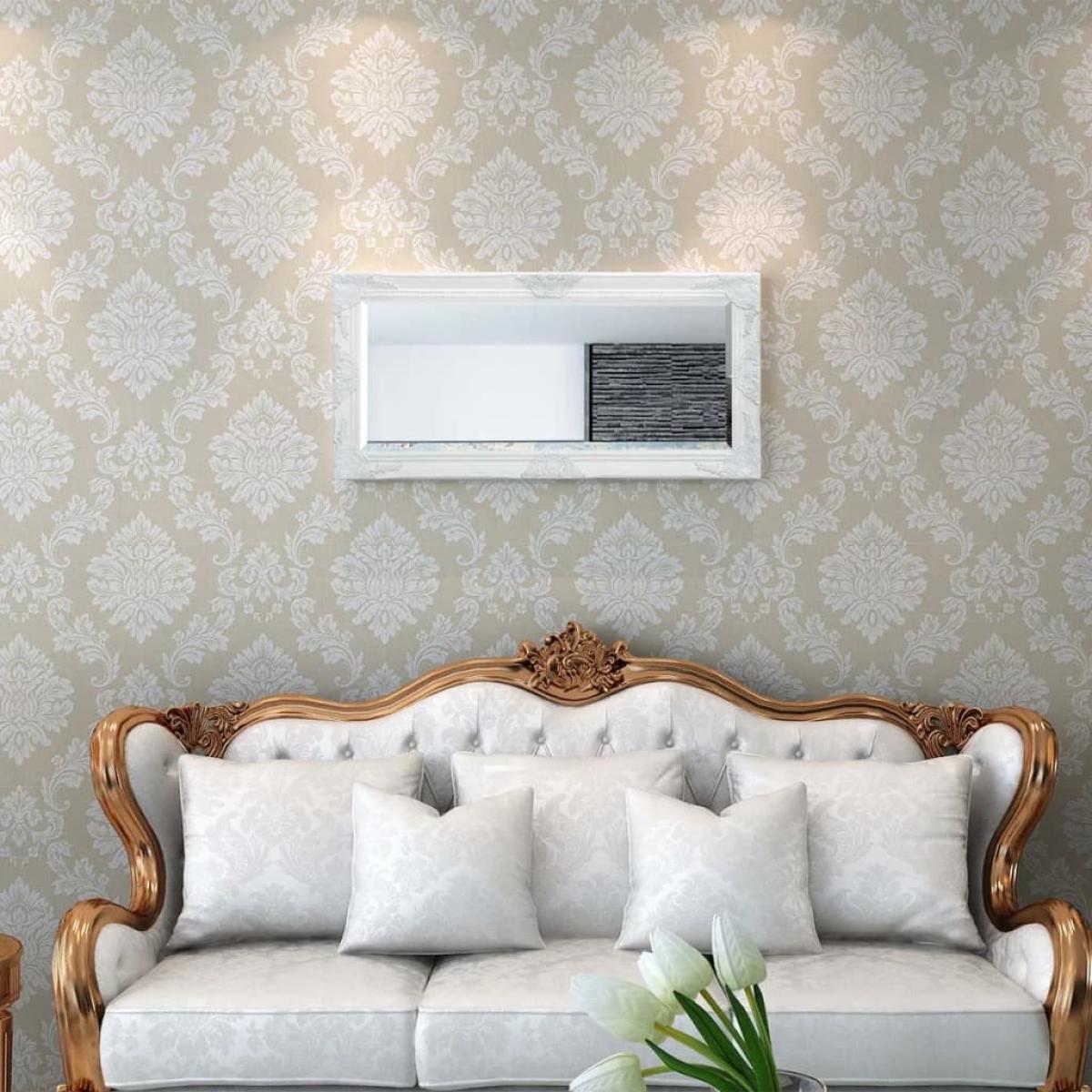 Espejo de pared estilo barroco blanco 100x50 cm