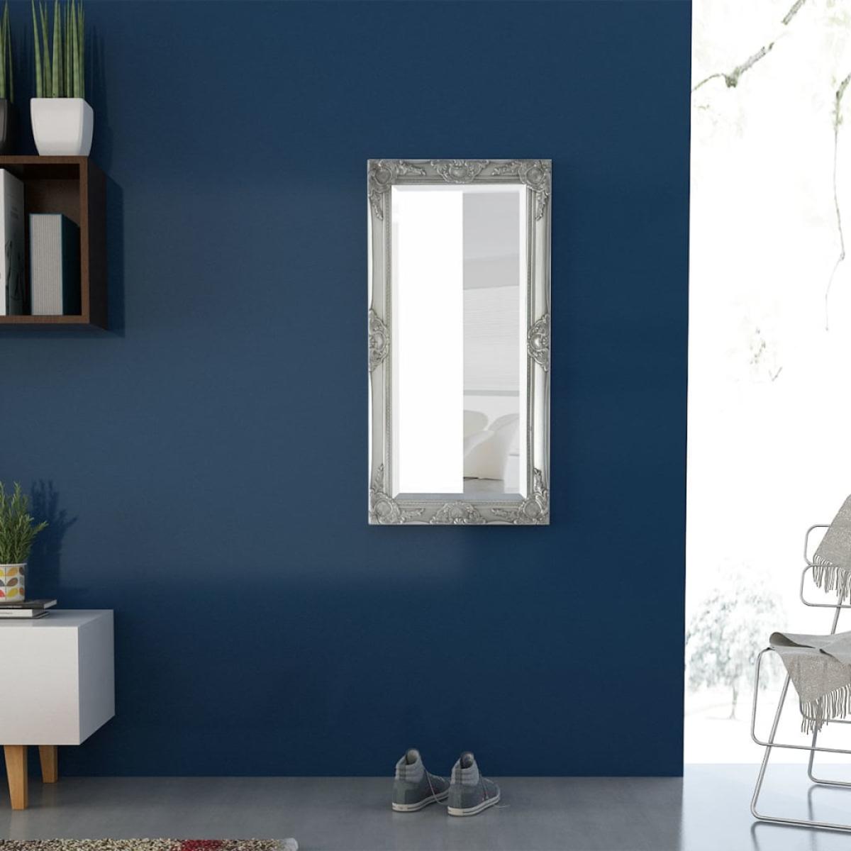 Espejo de pared estilo barroco 100x50 cm plateado