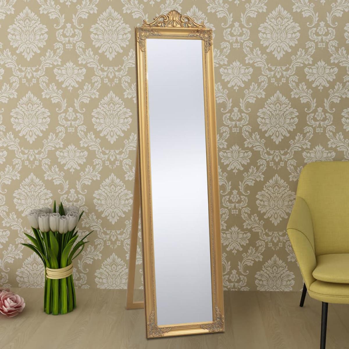 Espejo de pie estilo barroco 160 x 40 cm dorado