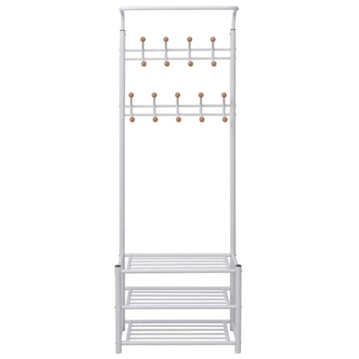 Perchero de ropa con repisa para zapatos 68x32x182,5 cm blanco