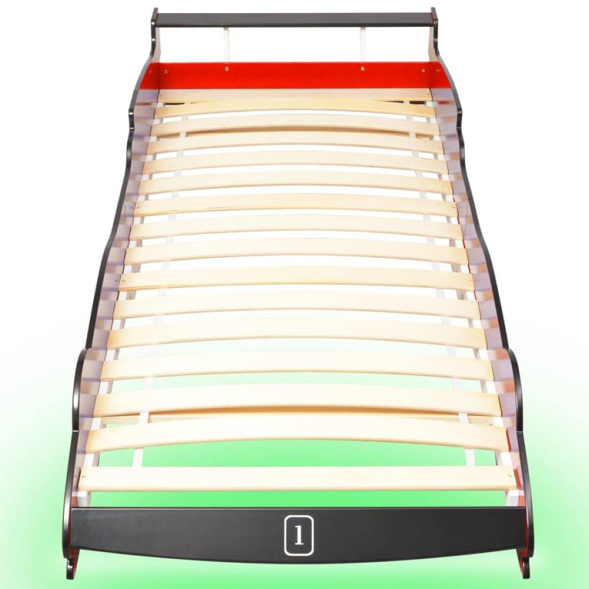 Cama infantil con forma de coche carreras y LED  90x200 cm roja