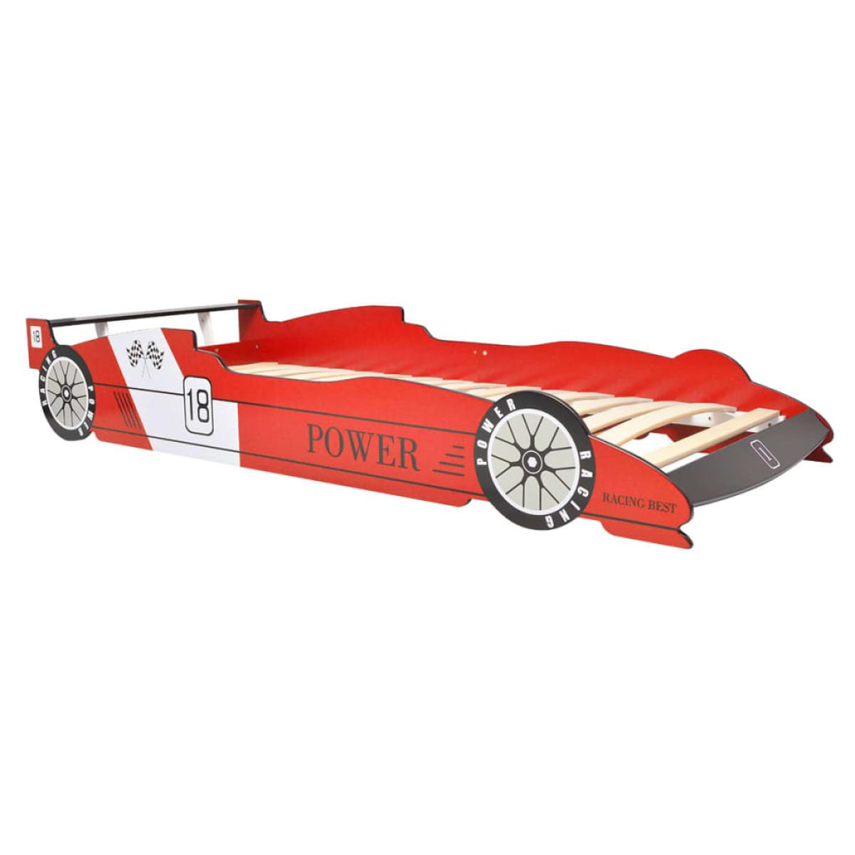 Cama infantil con forma de coche carreras y LED  90x200 cm roja