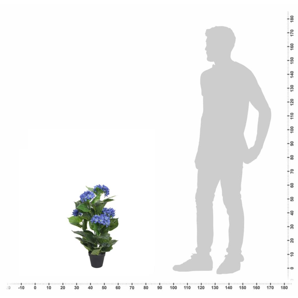 Planta artificial hortensia con macetero 60 cm azul