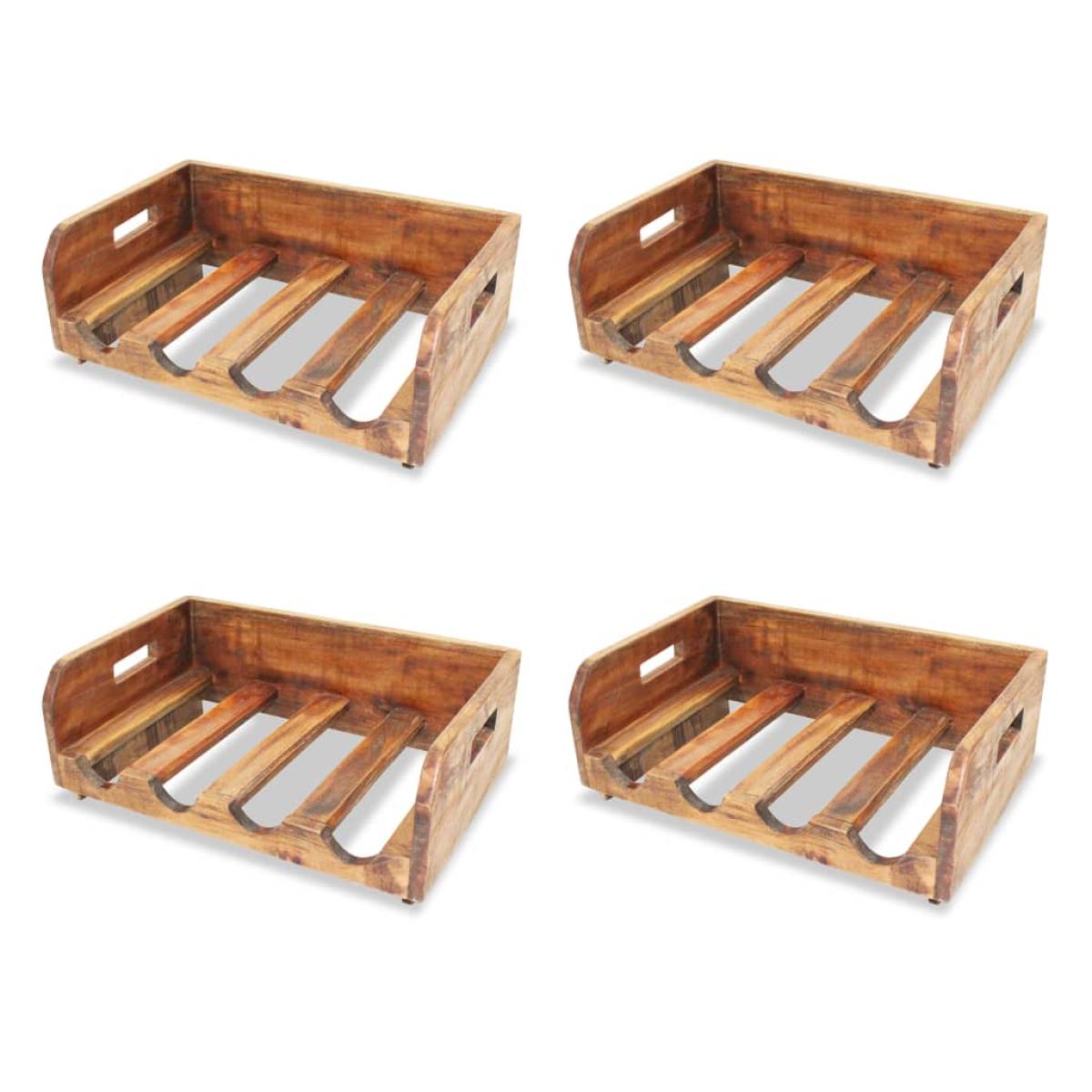 Botelleros de vino 4 uds. 16 botellas madera maciza reciclada