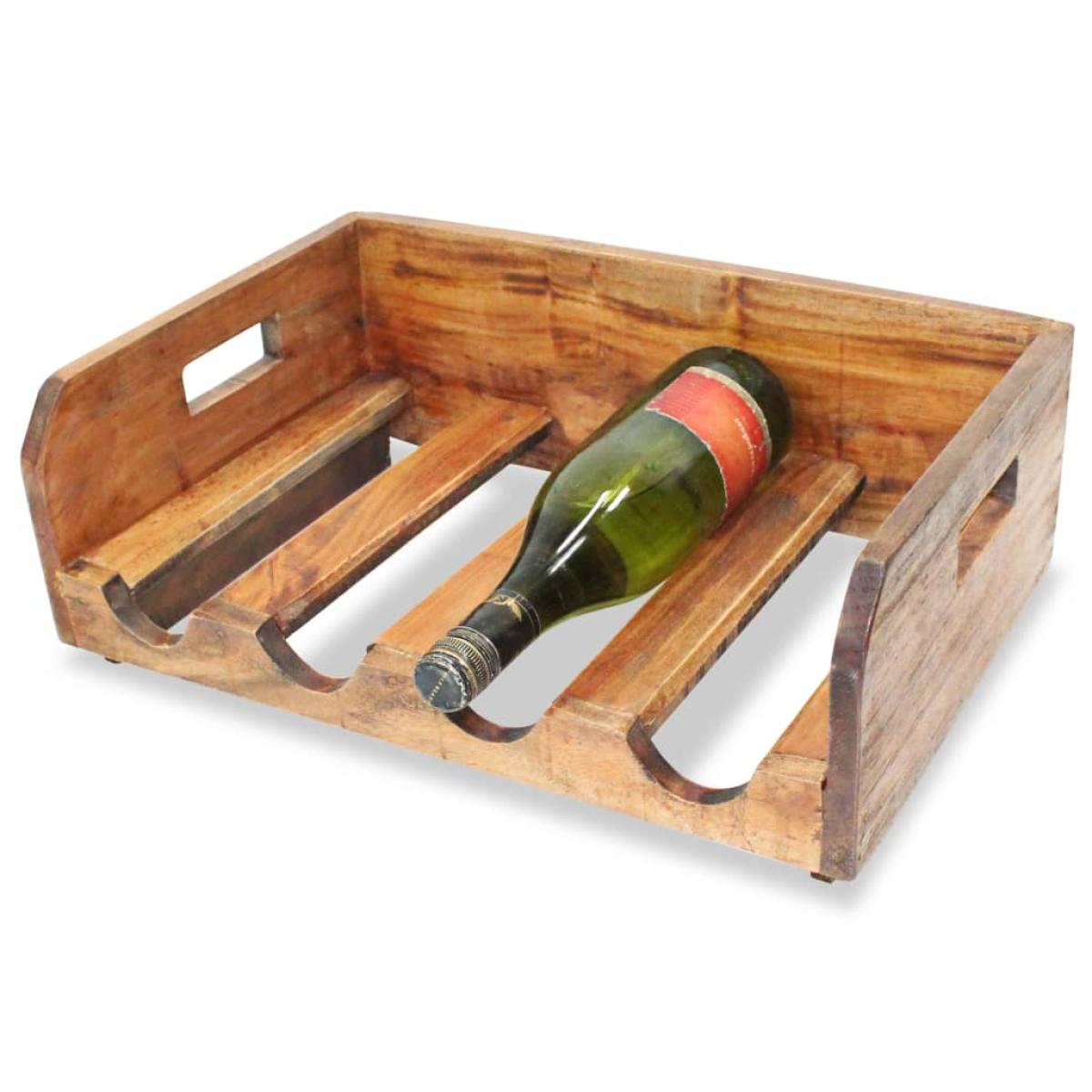 Botelleros de vino 4 uds. 16 botellas madera maciza reciclada