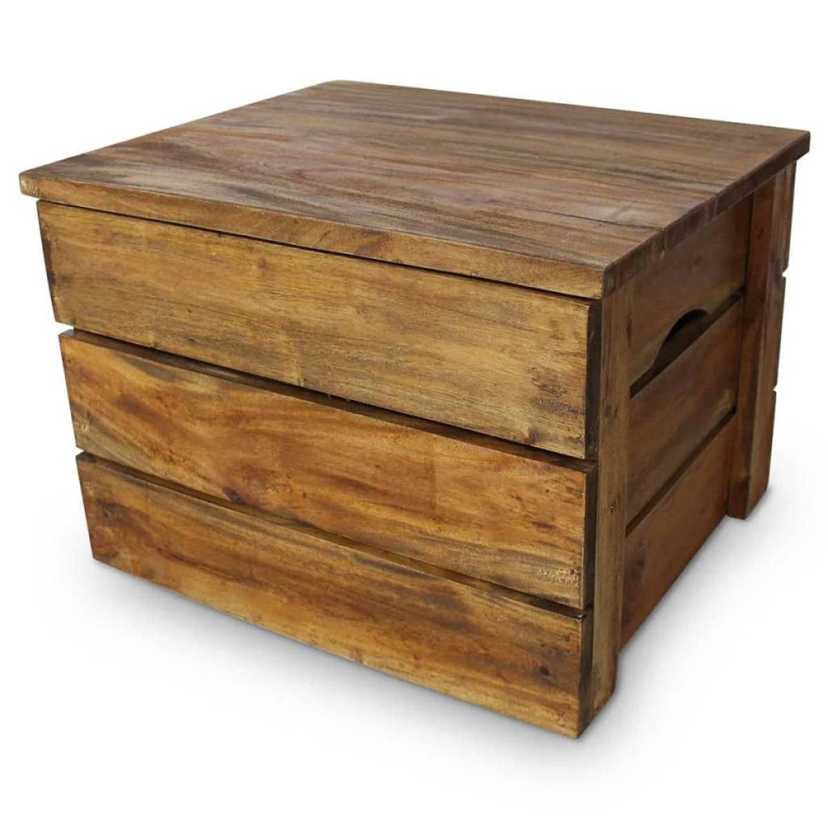 Set de 2 cajas de almacenaje de madera maciza reciclada