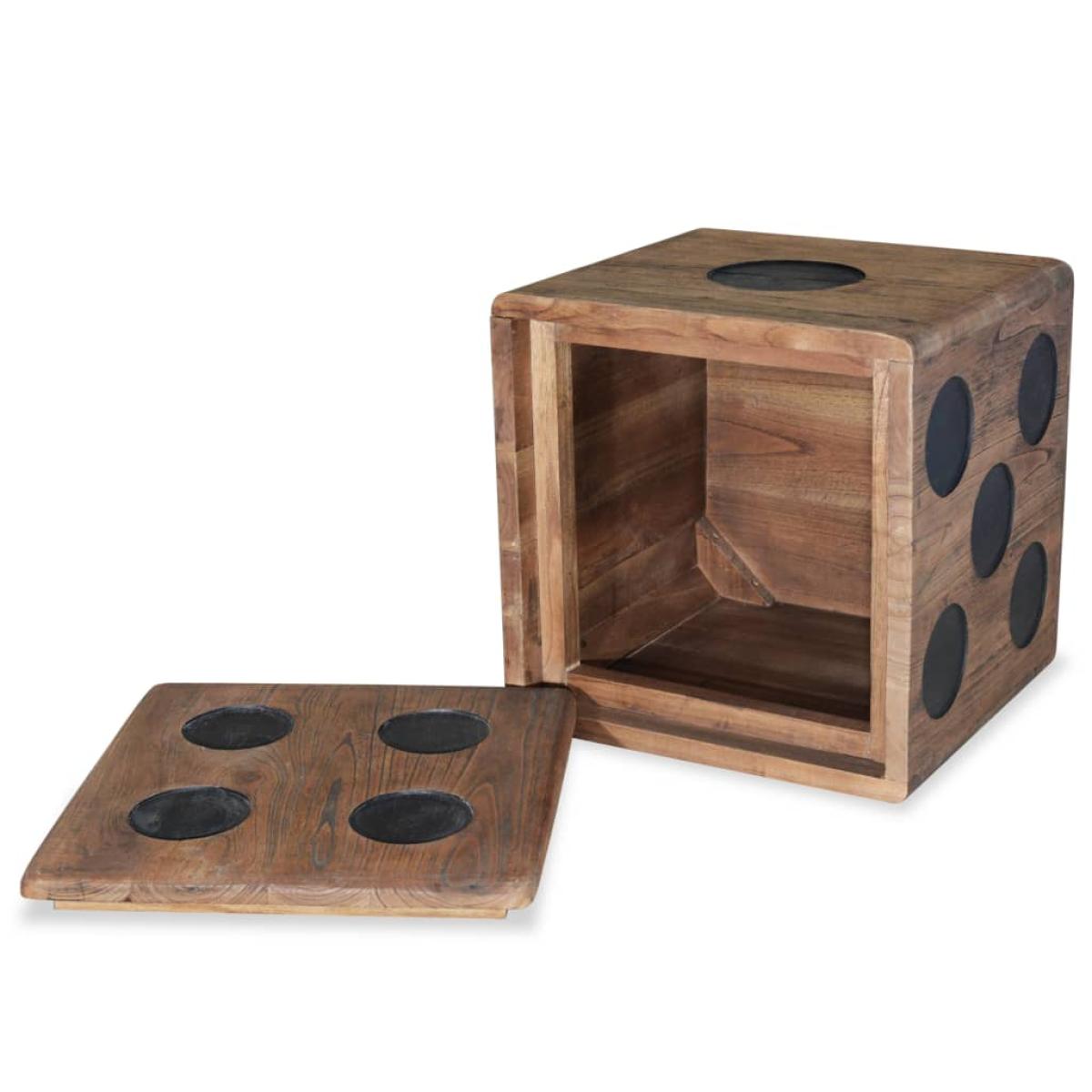 Caja de almacenamiento madera mindi 40x40x40 cm diseño de dado