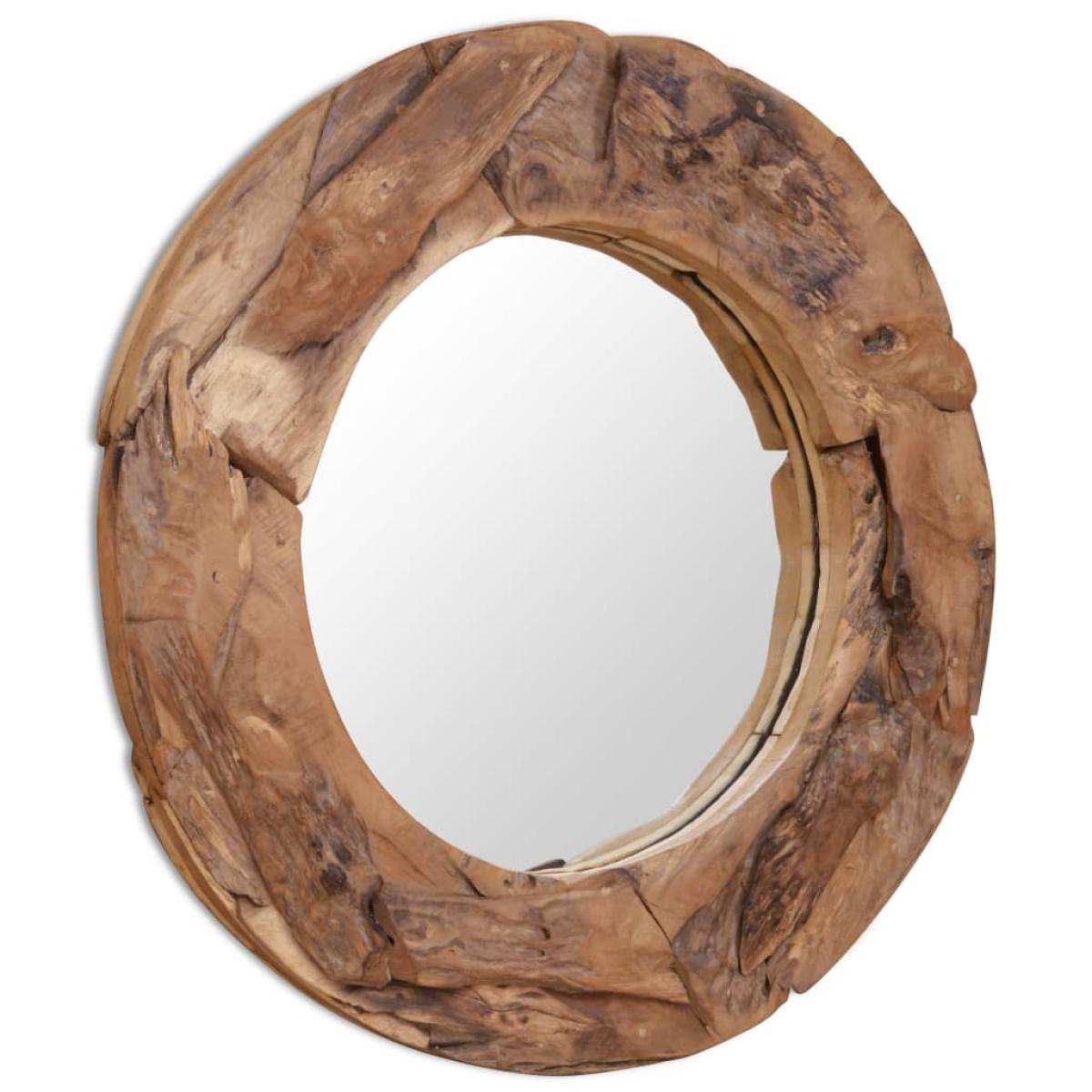 Espejo decorativo de teca 80 cm redondo