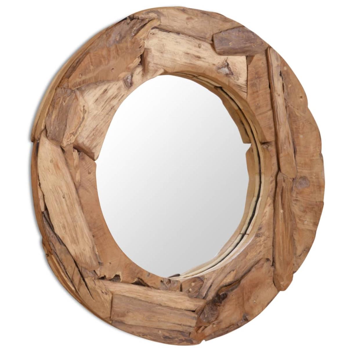 Espejo decorativo de teca 80 cm redondo